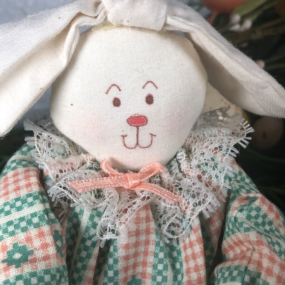 Bunny Rabbit Doll Set Shelf Sitters Easter Farmhouse Country VTG Mini Bunny Doll - Picture 11 of 14